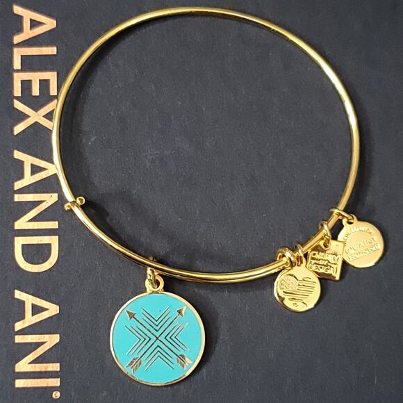 Alex and Ani Arrows of Friendship Charm Bracelet in Shiny Gold - Picture 2 of 8